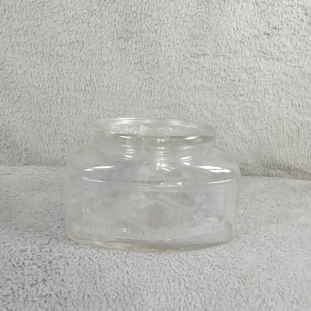 Vintage Clear Pressed Glass Hexagon Candy Dish Scroll Pattern Apothecary Jar Lid